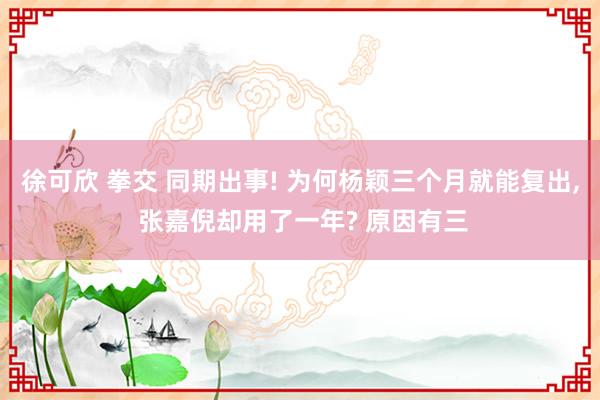 徐可欣 拳交 同期出事! 为何杨颖三个月就能复出， 张嘉倪却用了一年? 原因有三