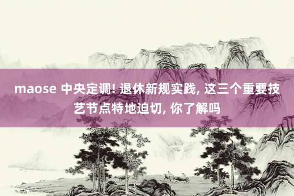 maose 中央定调! 退休新规实践， 这三个重要技艺节点特地迫切， 你了解吗