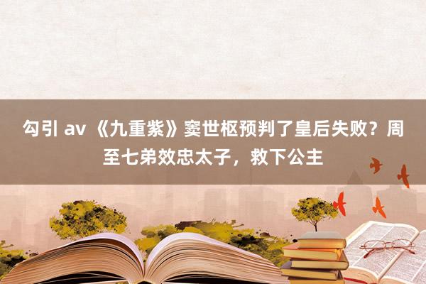 勾引 av 《九重紫》窦世枢预判了皇后失败？周至七弟效忠太子，救下公主