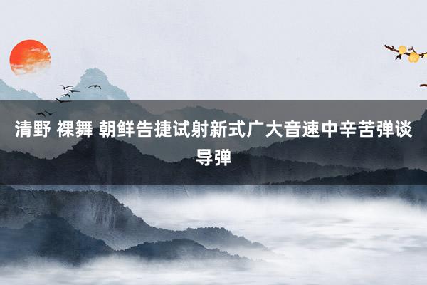 清野 裸舞 朝鲜告捷试射新式广大音速中辛苦弹谈导弹
