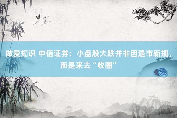 做爱知识 中信证券：小盘股大跌并非因退市新规，而是来去“收圈”