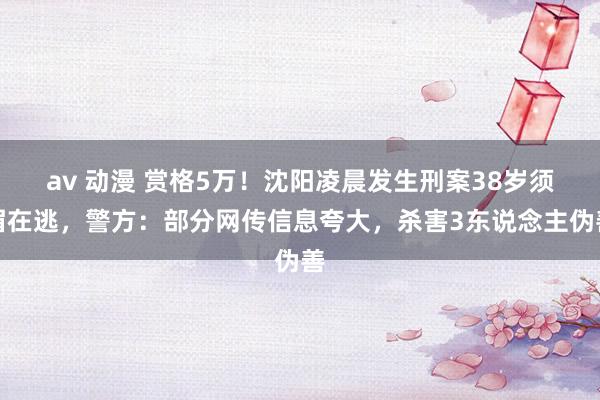 av 动漫 赏格5万！沈阳凌晨发生刑案38岁须眉在逃，警方：部分网传信息夸大，杀害3东说念主伪善