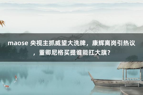 maose 央视主抓威望大洗牌，康辉离岗引热议，董卿尼格买提谁能扛大旗？