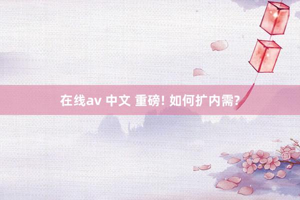 在线av 中文 重磅! 如何扩内需?