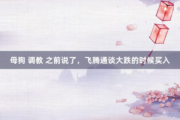 母狗 调教 之前说了，飞腾通谈大跌的时候买入