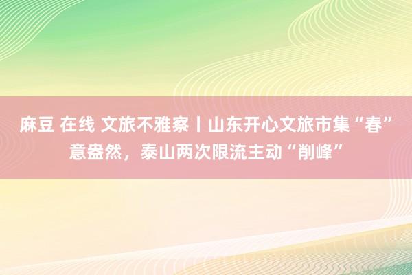 麻豆 在线 文旅不雅察丨山东开心文旅市集“春”意盎然，泰山两次限流主动“削峰”