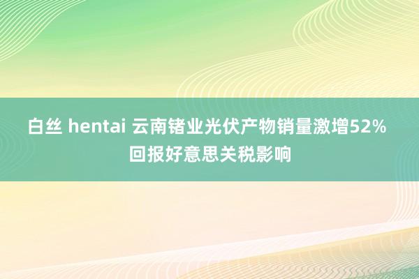 白丝 hentai 云南锗业光伏产物销量激增52% 回报好意思关税影响
