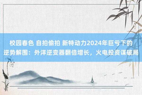 校园春色 自拍偷拍 新特动力2024年巨亏下的逆势解围：外洋逆变器翻倍增长，火电投资谋破局