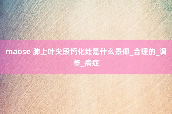maose 肺上叶尖段钙化灶是什么景仰_合理的_调整_病症