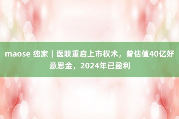 maose 独家｜医联重启上市权术，曾估值40亿好意思金，2024年已盈利
