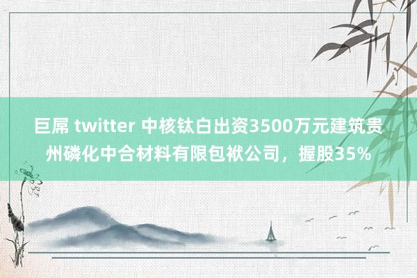 巨屌 twitter 中核钛白出资3500万元建筑贵州磷化中合材料有限包袱公司，握股35%